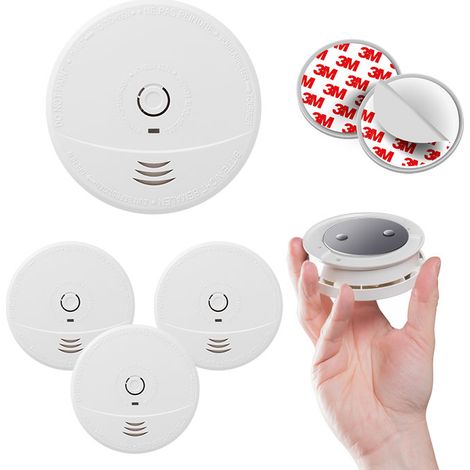 EVACUATE Lot de 4 détecteurs de fumée NF avec supports aimantés de fixation, autonomie 5 ans, garantie 3 ans, incluant 4 Magnetik's (KNX) (1/5)