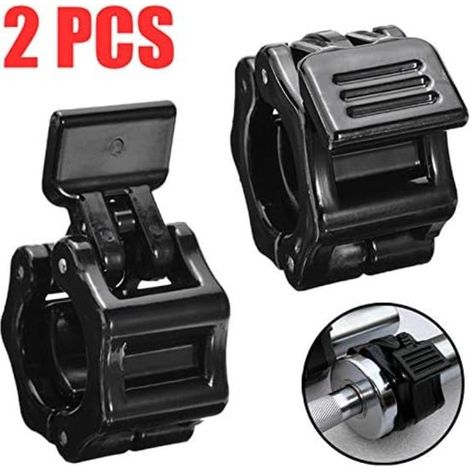Lot de 2 pinces de verrouillage pour barres et haltères de 50 mm, serrage sécurisé pour équipement de musculation et de fitness, noir (1/5)
