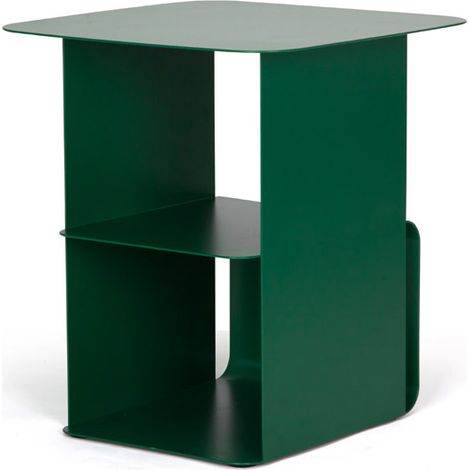 Tavolino Moderno 41x41x45,5 cm in Acciaio Verde Bosco