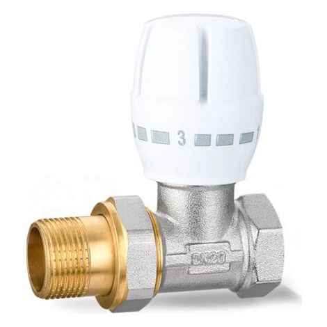 Robinet de Radiateur Thermostatique Droit 3/4,Vanne de régulation de température manuelle droite Dissipateur de chaleur Vanne de régulation de température manuelle(DN20) (1/4)