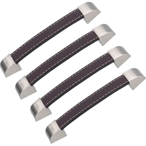 Lot de 4 poignées de meuble rectangulaires marron pour tiroirs, portes latérales de placards et bagages (1/5)