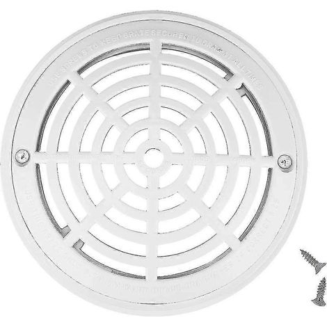 Couvercle de bonde de fond de piscine de 20 cm (8 pouces) - Grille supérieure et plaques de fixation inférieures - Couvercle de bonde de fond de piscine de remplacement blanc (1/5)