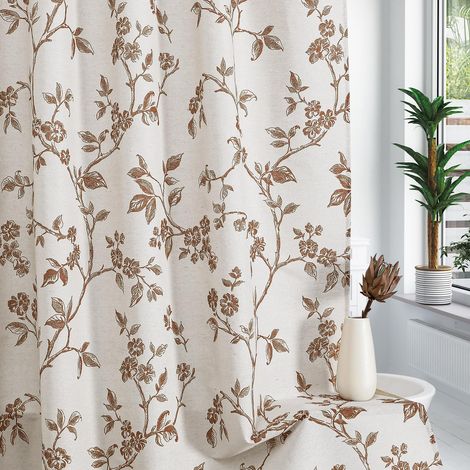 Rideau de douche en polyester à motif fleuri, imperméable, sans perçage, pour salle de bain, dimension 120×180 cm, 1 pièce (1/4)