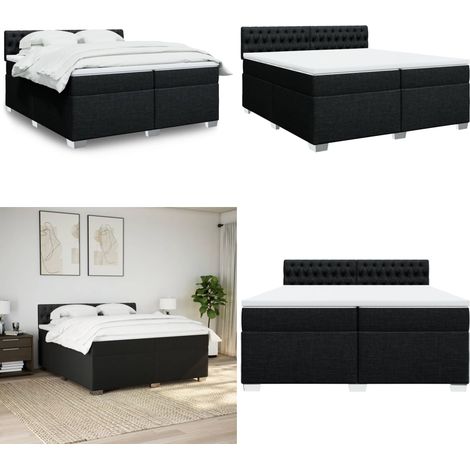 Boxspringbett mit Matratze Schwarz 200x200 cm Stoff - Boxspringbett - Doppelbett - Schlafsystem - Bettsofa - Polsterbett - Home & Living (1/5)