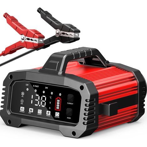 12V/24V Intelligentes Batterieladegerät, Laden von Autobatterien mit automatischer Reparatur und LCD-Display, Erhaltungsladegerät für Auto, Motorrad, LKW, AGM, Gel, SLA, 25A (1/5)