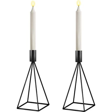 Portacandele nero per candele affusolate (24 cm x 2) senza candela - Crezuo