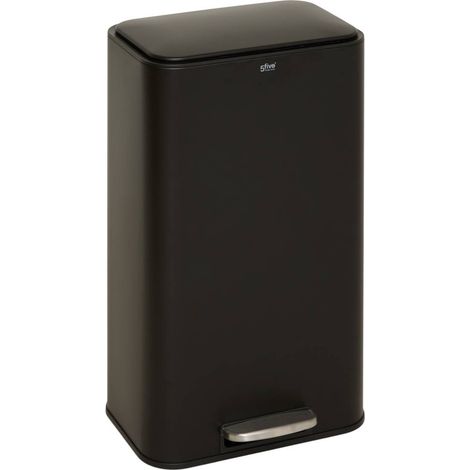 Poubelle rectangulaire à pédale delta 30l noir - 5five (1/5)