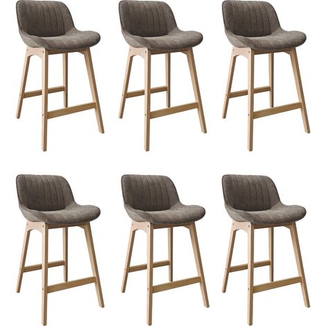 Lot de chaises NORDEN de bar en chêne et tissu velours côtelé H65cm