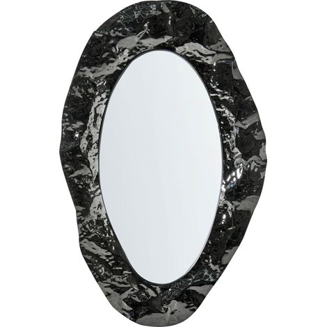 Ornament Wall Mirror Black Stainless Steel MDF Frame Traditional Industrial Style Wall Piece Decor LOGNES