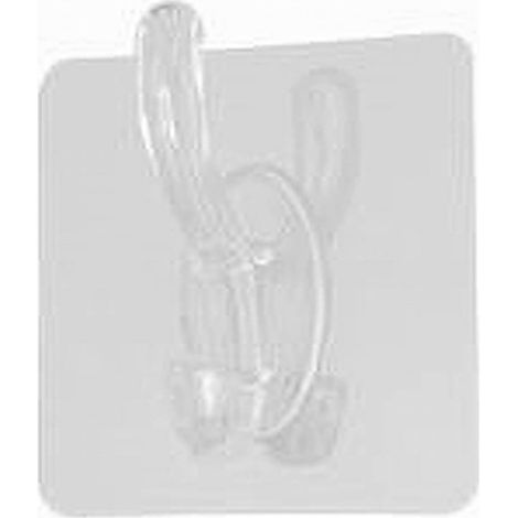 Trade Shop - Set 2pz Ganci Adesivi Appendino Doppio A Muro Bagno Cucina Casa Trasparente 87755 - (1/2)