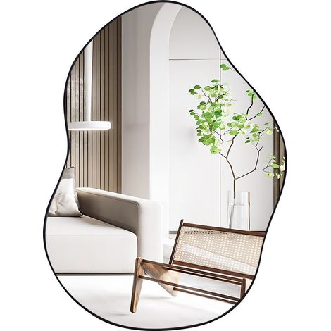 22 Inch x 30.5 Inch Irregular Wall Mounted Mirror with Premium Back Board-Black (1/5)