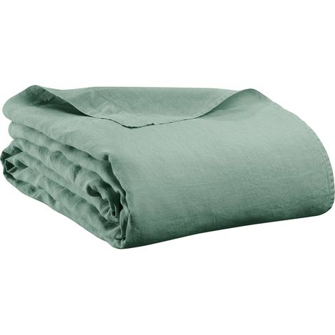 VIVARAISE - Drap plat Vivaraise en chanvre - Couleur sauge - Taille 240 x 300 cm (1/5)
