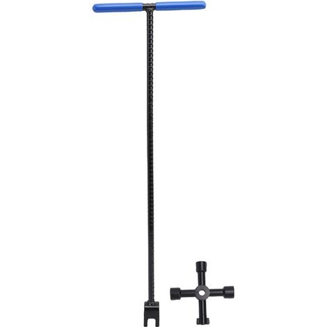 BelleRise - Clé compteur d'eau – 61 cm T poignée – acier renforcé, 4 clés intégrées – fermeture rapide valve principale – bleu (1/5)