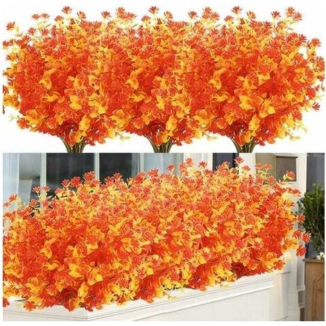 Jonquilles - Flores Artificiales Orange Otoñales - Resistentes a Los Rayos UV - Para Interior y Exterior - Bouquet de 7 Tallos - 24 x 33 cm (1/5)