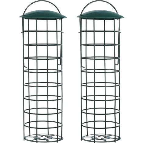 MSBD Mangeoire pour oiseaux sauvages – Pour boules de graisse et boulettes, convient aux petits oiseaux sauvages, vert foncé (1/5)