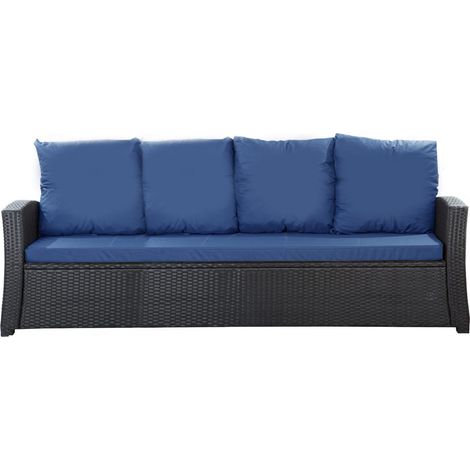 Coussins de canapé de jardin en résine tressée 168x50x7+356x50cm Set de coussins 3 places Lot de coussins de jardin coussins d'extérieur bleu
