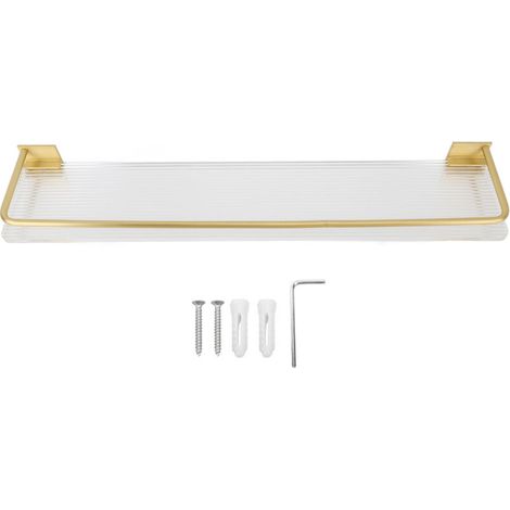 Étagère Murale de Salle de Bain 50cm en Aluminium Spatial Or - Rangement Mural Polyvalent pour Cuisine, Chambre, Salon avec Fixation Adhésive et Vis. (1/5)