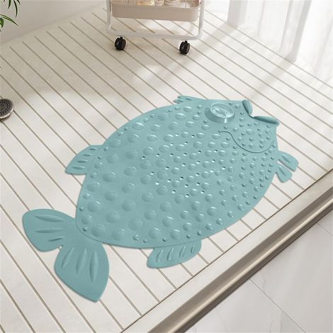 Tapis de bain antidérapant Morbuy pour enfants, douche (vert 35x64cm), lavable en machine, tapis de bain en PVC avec ventouse (1/5)