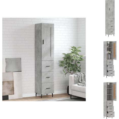 Sideboards - Living Highboard Betongrau 34,5x34x180 cm Holzwerkstoff (1/5)
