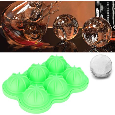 Wiederverwendbare, kugelförmige Silikon-Eiswürfelform mit 6 Fächern, grün, für Zuhause, Küche und Bar. (1/5)