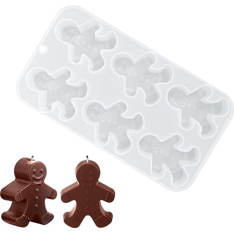 Moule Bougie de Noël, Moule Silicone Bougie Bonhomme en pain d'épices, 3D Moules à Bougies, Moules pour Bougies Parfumées, Savon, Aromatique Bricolage (1/5)
