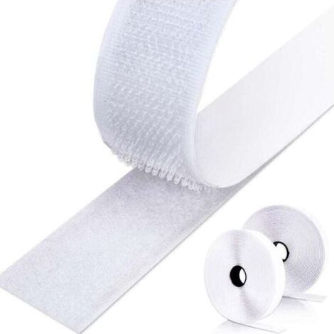 Pair Scratch Autocollant Double Face 8M, XU, Bande Scratch Adhésif Bande Agrippantes Adhésives Autocollant pour Tentures Murales Les Tapis 20mm (Blanc)