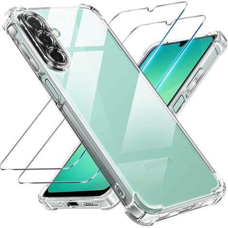 3 en 1 Coque et Verre Trempé pour Samsung Galaxy A26 5G, [Coussin d'air Intégré] Anti-Jaunissement Souple TPU Bumper Coque Protection pour Samsung a26 5g, Transparente (1/5)