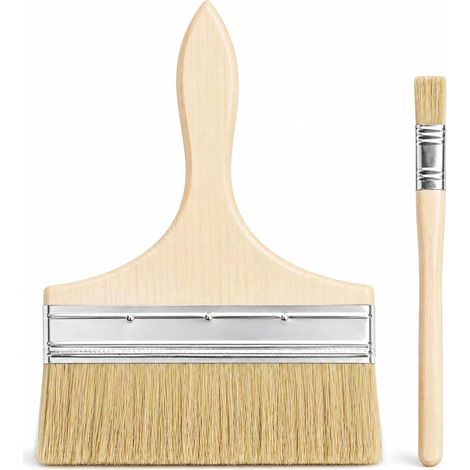 Pinceau plat de 200 mm - Pinceau de surface - Emportez une petite brosse - Large pinceau à lasure et pinceau à peinture en bois - Idéal pour l'huile, le vernis, le teinture, l'acrylique et la peinture (1/5)