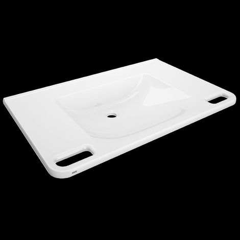 KWC Einzelwaschtisch, MEDCARE, MIRANIT, 850x150x550 mm, Weiß, Griff (1/2)