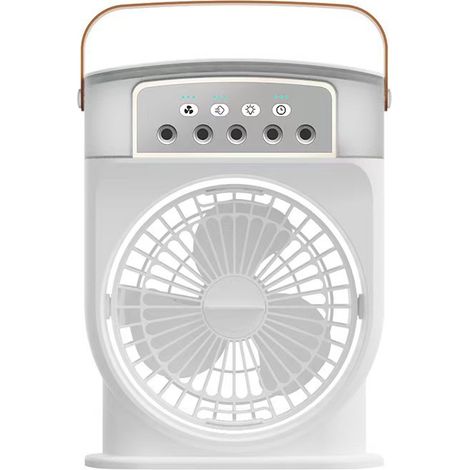 Climatiseur Portable Silencieux 4 en 1 - Ventilateur Brumisateur Eau,Mini, Rechargeable - Clim Humidificateur Type-C Avec Minuterie (Blanc) (1/5)