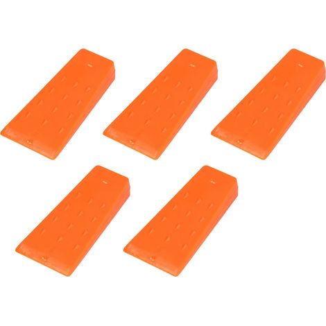 5 Stück gezackte Baumkeile aus orangefarbenem ABS-Kunststoff, fest fixierbar, korrosionsbeständig, für Kettensägen geeignet (1/5)