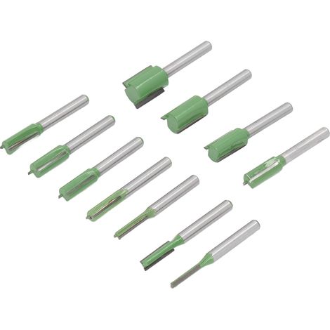 Set mit 11 Hartmetall-Holzfräsern, 6 mm Schaft, gerade Fräser mit ein und zwei Schneiden zum bündigen Trimmen und Schnitzen (1/5)