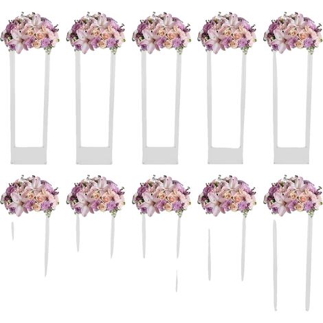 Soporte para macetas, fabricado en acrílico, desmontable para facilitar su almacenamiento, color blanco. (1/2)