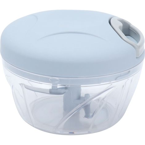 Hachoir à légumes manuel 500 ml avec cordon de serrage, râpe et mixeur à viande - Accessoires de cuisine bleus (1/5)