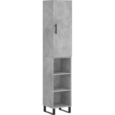Buffet bahut commode armoire meuble de rangement organisateur cuisine salle de séjour salon haut 34,5 x 34 x 180 cm bois d'ingénierie gris