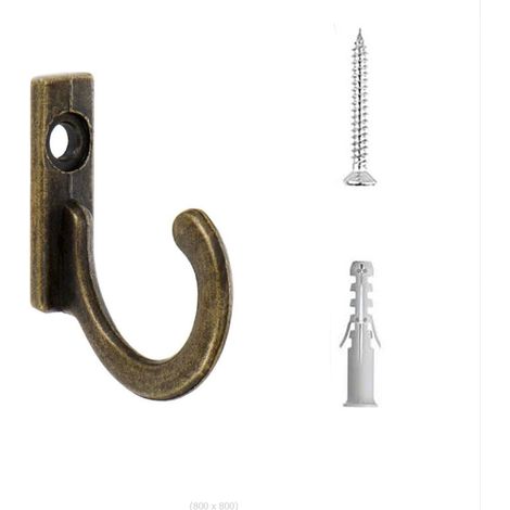 Lot de 10 patères murales à crochet simple avec vis pour porte-manteau (1/5)