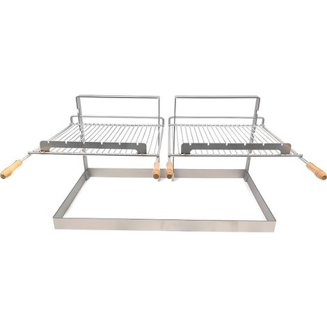 QEM – Barbecue à charbon encastrable avec grille inox – Support solide en acier – Dimensions 60 x 40 cm – Pour cheminée ou barbecue (1/5)