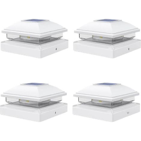 Lot de 4 lampes solaires extérieures pour poteaux, 16 LED, étanches, pour clôtures et terrasses. (1/5)