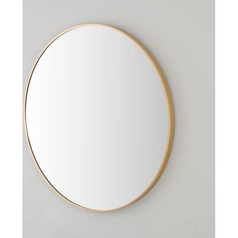 Specchio bagno 80 cm con cornice oro e installazione a parete (1/3)