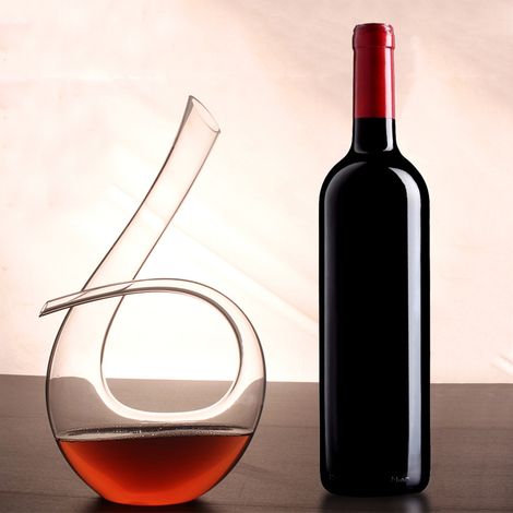 Carafe à vin rouge/brandy de 1500 ml en cristal soufflé à la main, avec aérateur et verseur intégré. (1/5)