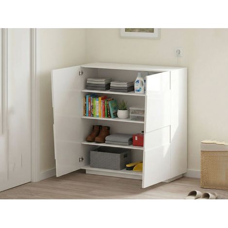 Dmora - Mehrzweckgarderobe 2-türiger Zulimo, Multifunktionsschrank, 2-türiger Schrank, 120x44h126 cm, Weiß, mit verstärkter Verpackung (1/5)