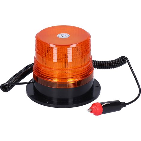 Ortviai Feu de signalisation d'urgence magnétique fort avec allume-cigare, orange, 12-48 V DC pour véhicules professionnels (1/5)