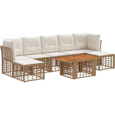 Conjunto de sofás de jardín 8 uds. Natural y Crema vidaXL (1/5)