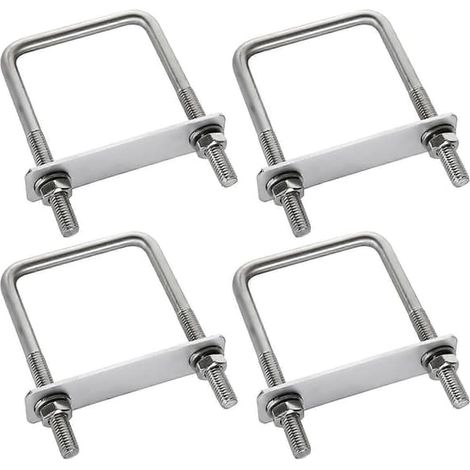 KLVGTIFS PU - Colliers de fixation, support en U, boulon en U, support de coffre de toit, cadre robuste, boulon en U carré en acier inoxydable, pour remorquage, réparation, bateau, voiture (1/5)