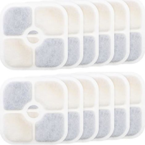 Filtre Fontaine À Eau - Charbon Actif Et Coton - Pour Fontaines À Eau Pour Chats - Lot De 12 (1/4)