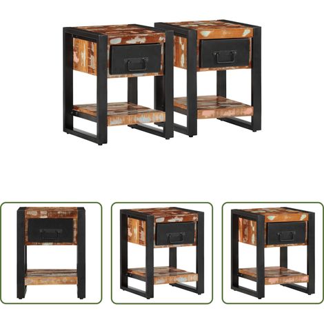 Bois de manguier -  Tables de chevet 2 pcs multicolore bois massif de manguier brut (1/5)