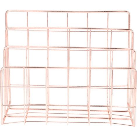 Organiseur de bureau pour courrier, étagère de rangement en métal, porte-livres à 3 compartiments, porte-revues-17.5X14.5CM-Rose Gold (1/3)