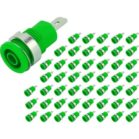 Packung mit 50 Bananensteckern (4 mm), hohe Strombelastbarkeit, lange Lebensdauer, gute Übertragungsleistung, Zubehör für elektrische Prüfungen, grün (1/5)