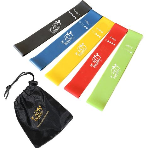 Bandes d'exercice à boucle de résistance avec guide d'instructions et sac de transport, lot de 5 (1/5)