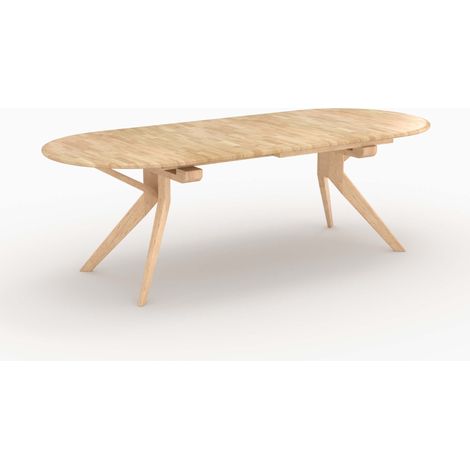 Mesa extensible de madera maciza de hevea clara 6 a 8 personas - Oli
